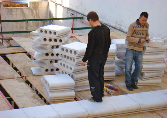 Mise en place des hourdis polystyrènes